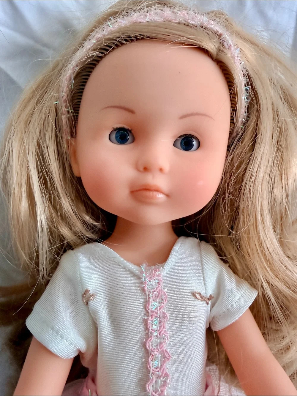 2012 Corolle 36cm Blonde Doll Blue Eyes Pink Dress Vintage